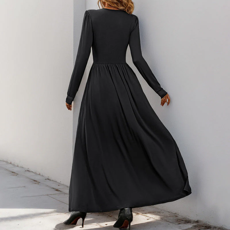 Damen Maxikleid mit Elegantem V-Ausschnitt und Verspielten Rüschen Heidi-Mode - Image 8