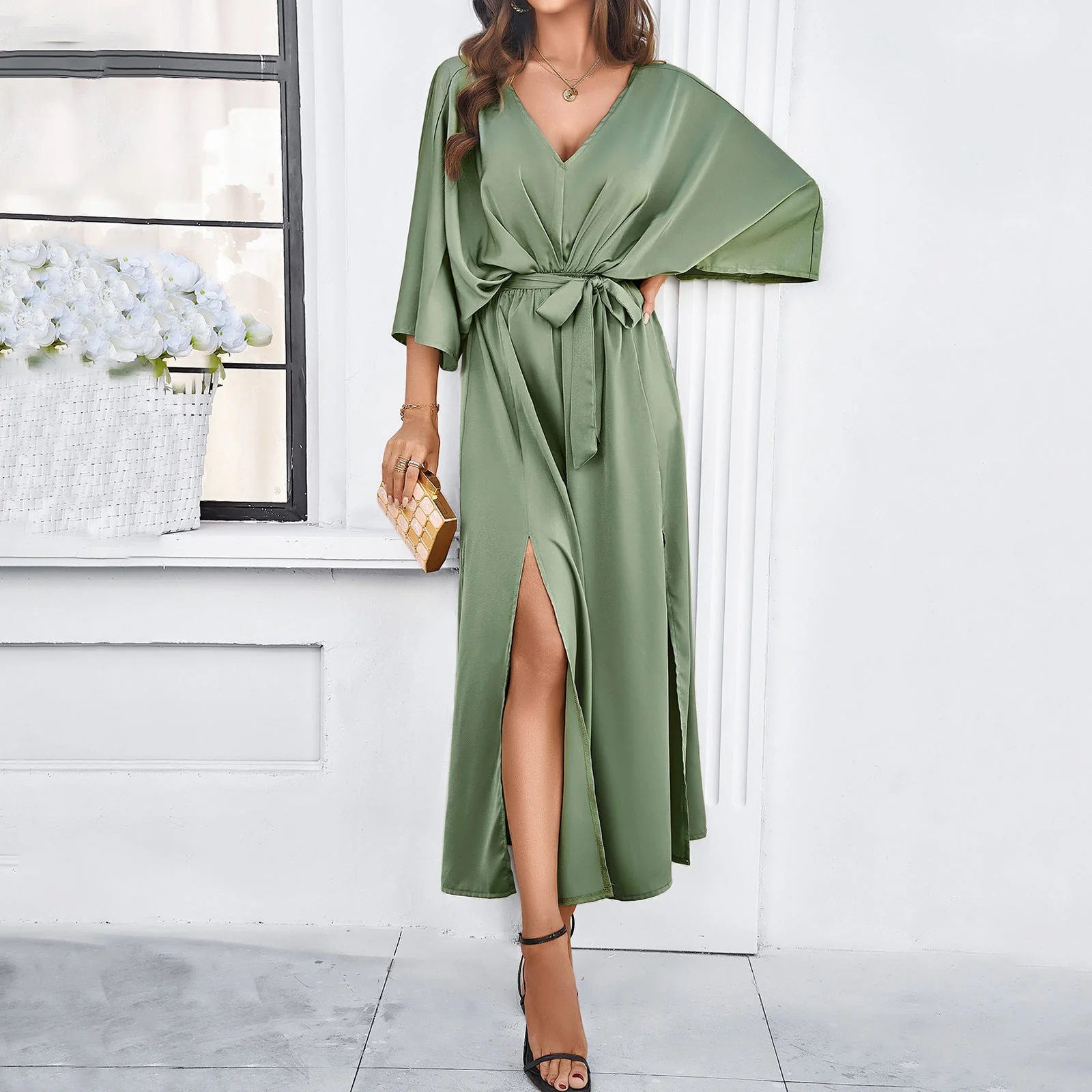 Damen Maxikleid mit Eleganter Silhouette und Hohen Schlitzen Heidi-Mode - Image 2