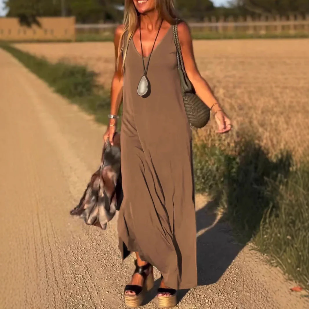 Damen Maxikleid mit Eleganter V-Form und Qualitativ Hochwertigem Obermaterial Heidi-Mode - Image 3