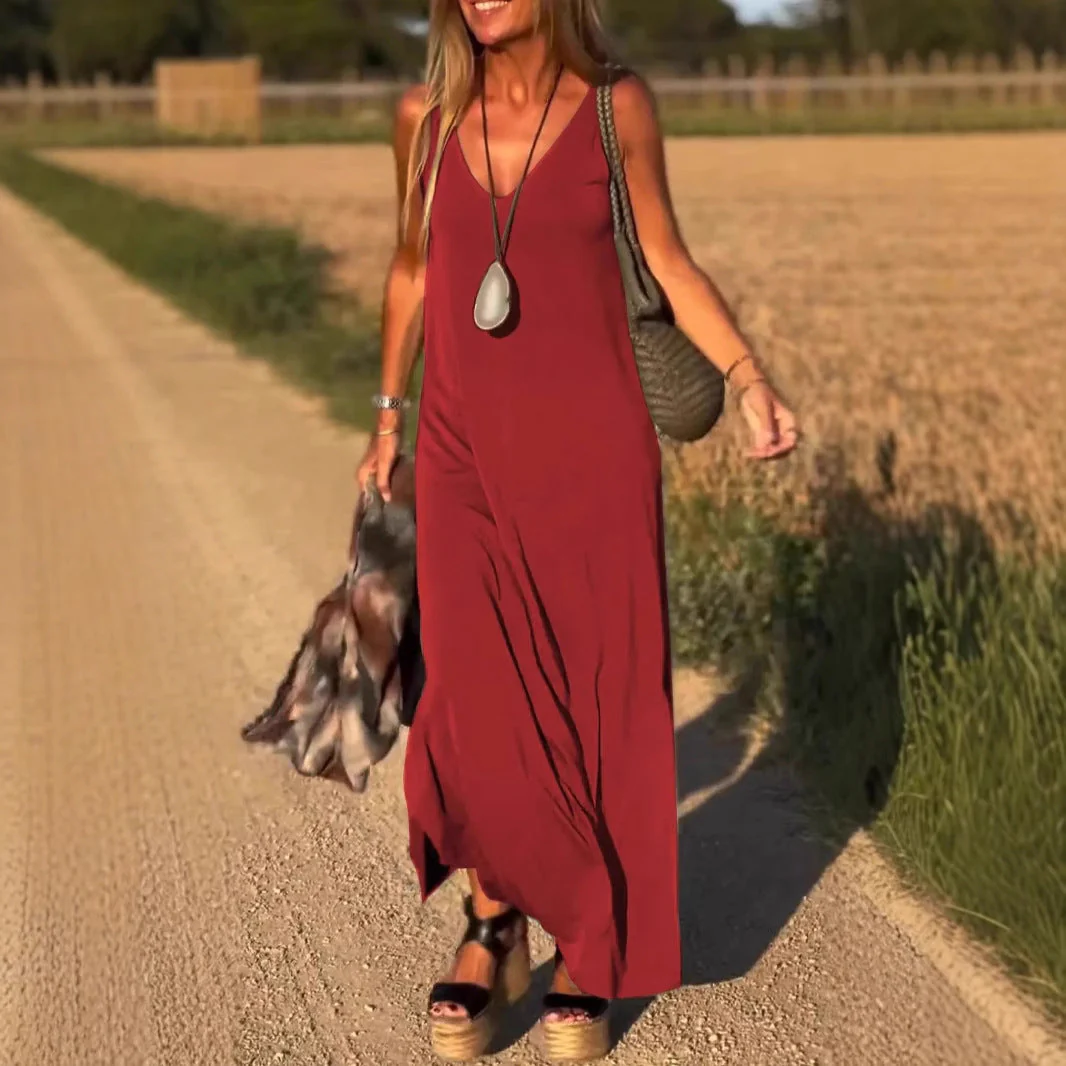 Damen Maxikleid mit Eleganter V-Form und Qualitativ Hochwertigem Obermaterial Heidi-Mode - Image 4