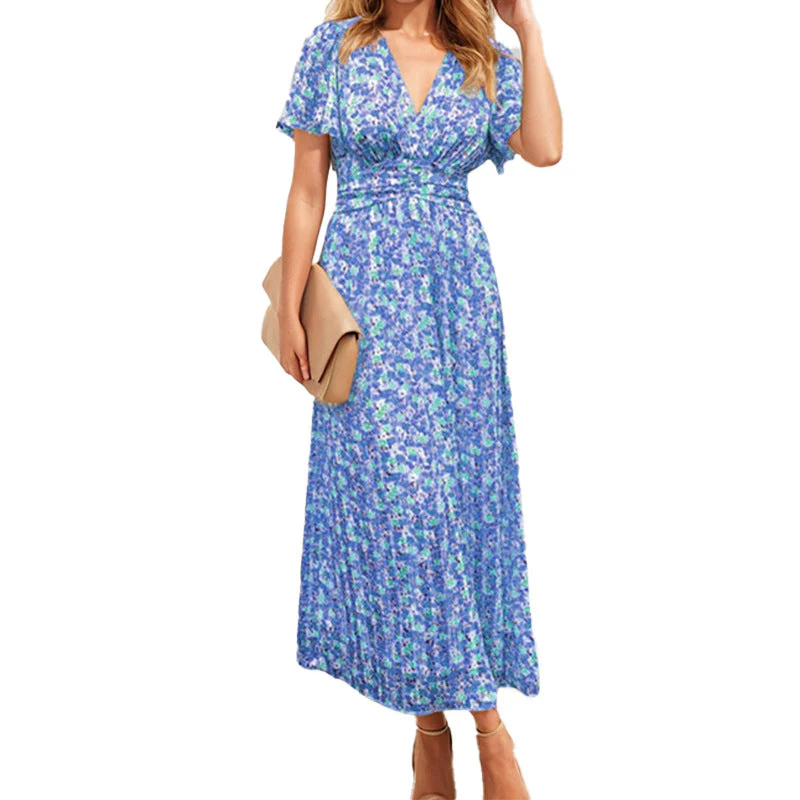 Damen Maxikleid mit Floralem Design und Luftigen Puffärmeln Heidi-Mode - Image 5