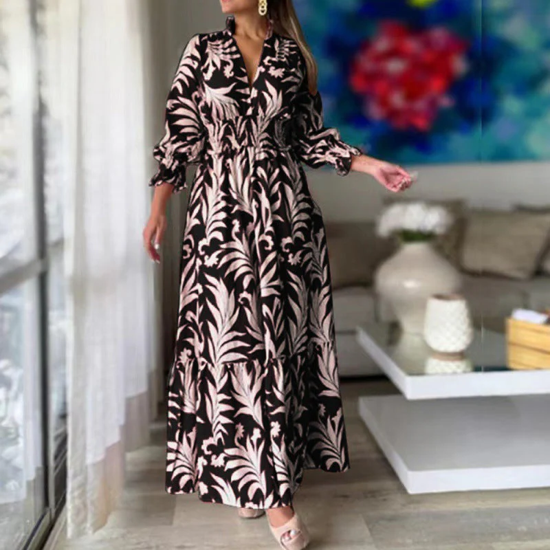 Damen Maxikleid mit Floralem Design und Voluminösen Ärmeln Heidi-Mode - Image 2