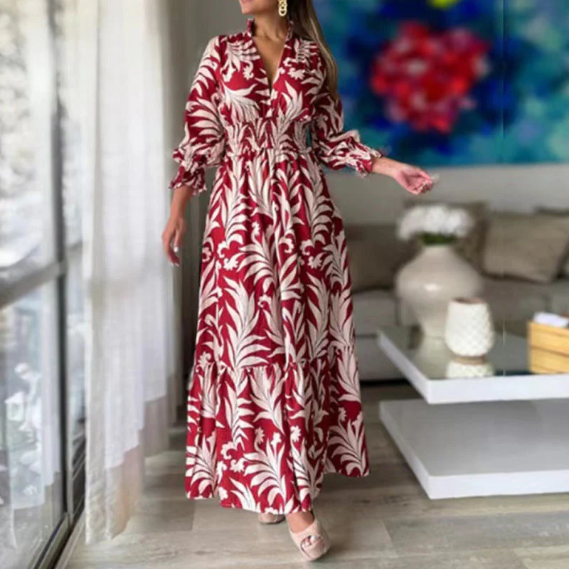 Damen Maxikleid mit Floralem Design und Voluminösen Ärmeln Heidi-Mode - Image 4