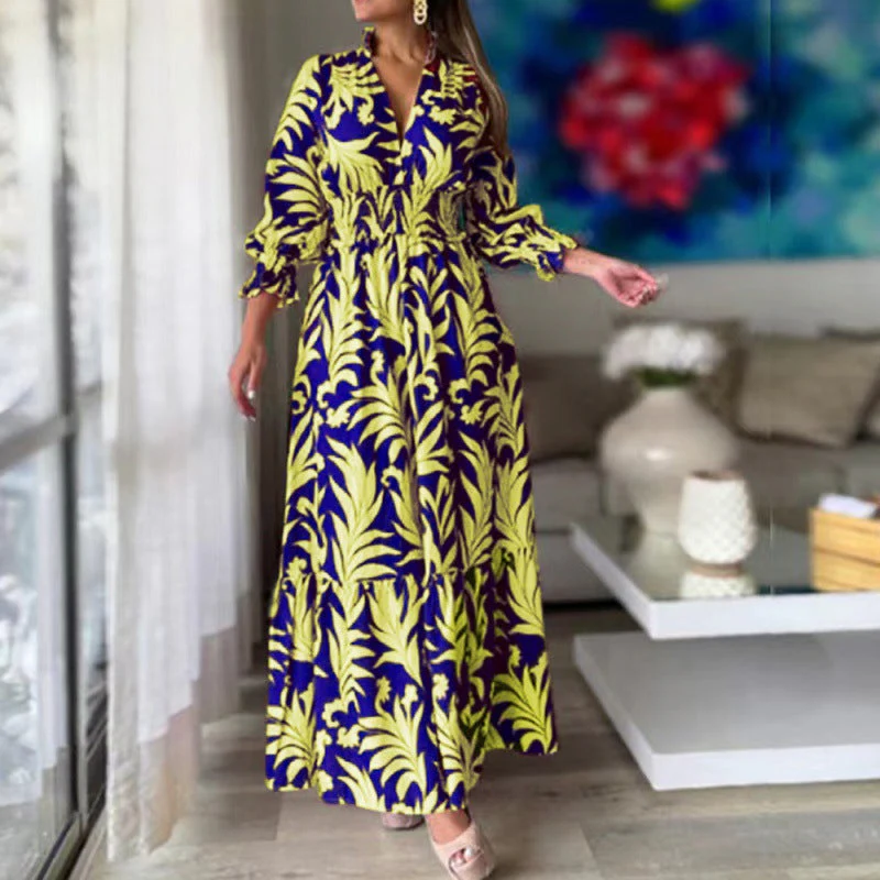 Damen Maxikleid mit Floralem Design und Voluminösen Ärmeln Heidi-Mode - Image 5