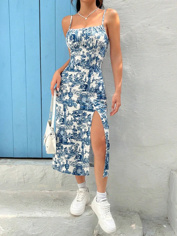 Damen Maxikleid mit Floralem Muster und Spaghettiträgern Heidi-Mode - Image 11