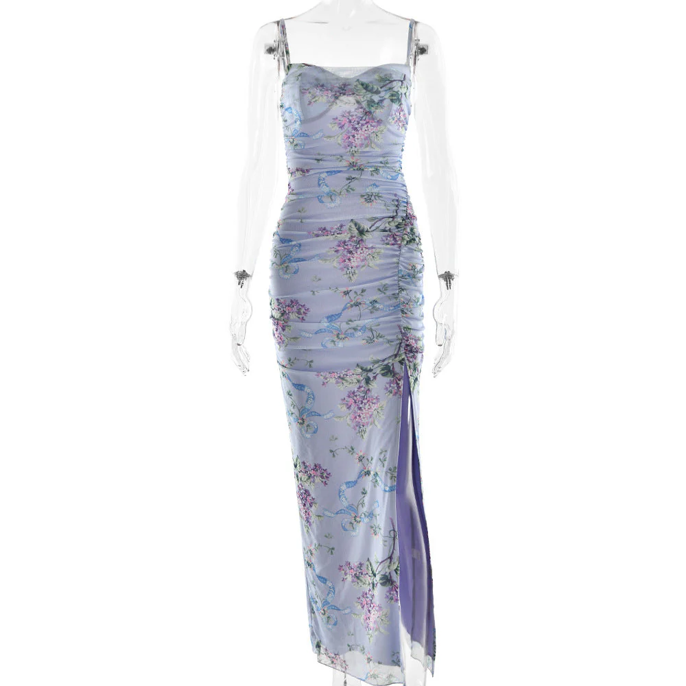 Damen Maxikleid mit Floralem Musterdruck und Seitlichem Schlitz Heidi-Mode - Image 6