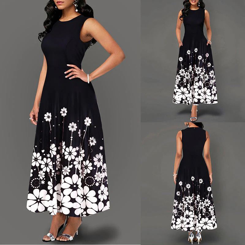 Damen Maxikleid mit Floralem Print und Praktischen Taschen Heidi-Mode - Image 2