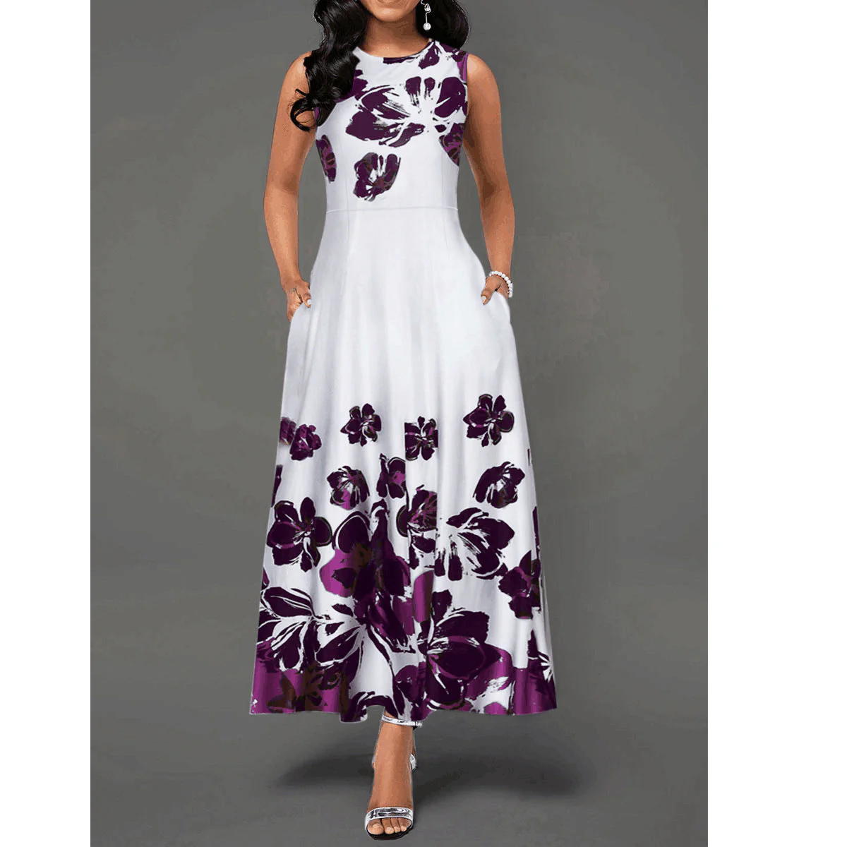 Damen Maxikleid mit Floralem Print und Praktischen Taschen Heidi-Mode - Image 6