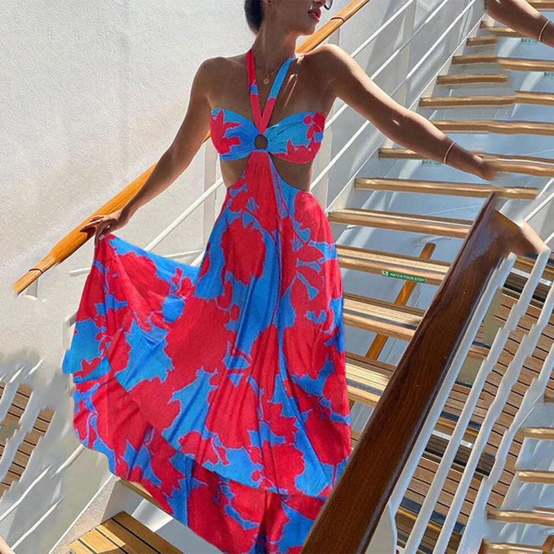 Damen Maxikleid mit Frechem Cut-Out und Dekorativem Ringelement Heidi-Mode - Image 2
