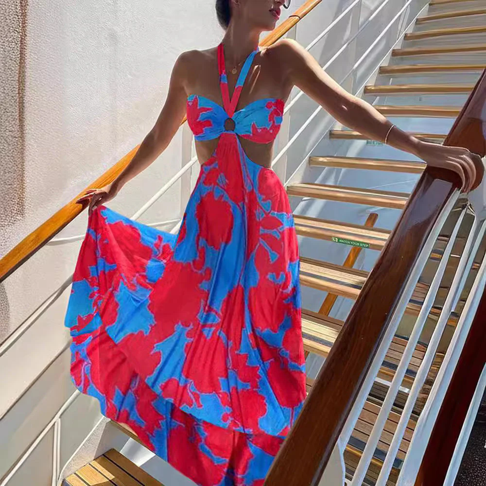 Damen Maxikleid mit Frechem Cut-Out und Dekorativem Ringelement Heidi-Mode - Image 3
