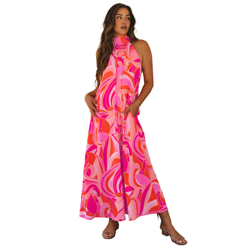 Damen Maxikleid mit Hohem Kragen und Floralem Muster Heidi-Mode - Image 5