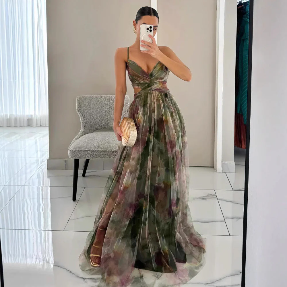 Damen Maxikleid mit Kunstvollem Wickeldesign und Transparentem Rock Heidi-Mode - Image 2