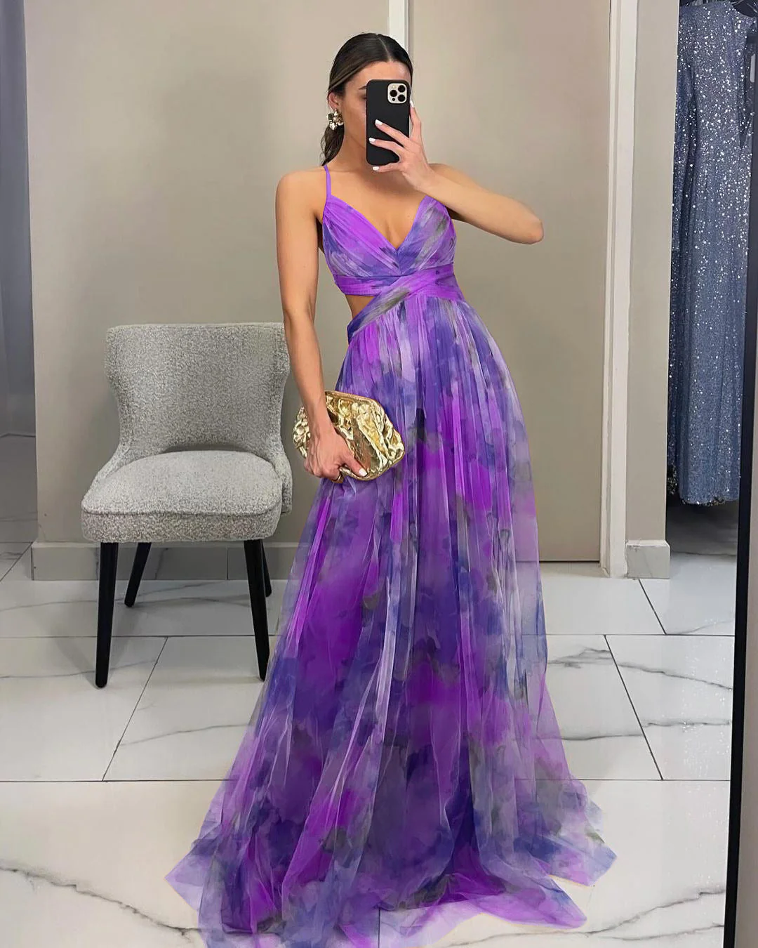 Damen Maxikleid mit Kunstvollem Wickeldesign und Transparentem Rock Heidi-Mode - Image 8