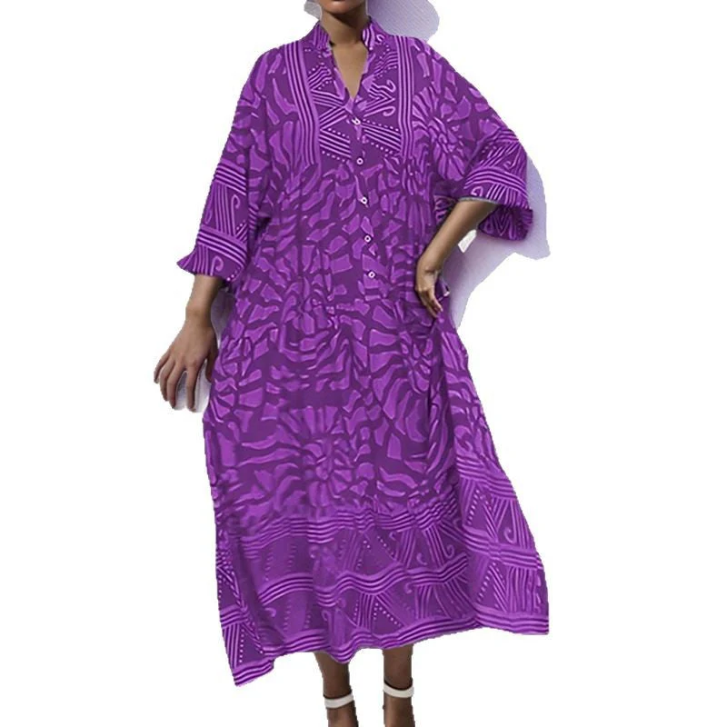 Damen Maxikleid mit Modernem Grafischem Design und Elegantem V-Ausschnitt Heidi-Mode - Image 5