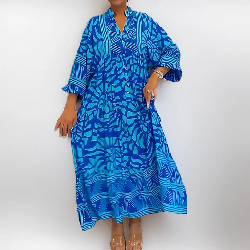 Damen Maxikleid mit Modernem Grafischem Design und Elegantem V-Ausschnitt Heidi-Mode - Image 7