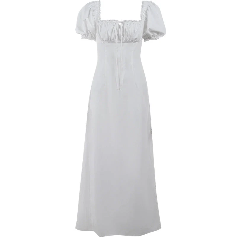 Damen Maxikleid mit Puffärmeln und Romantischem Rüschendetail Heidi-Mode - Image 5