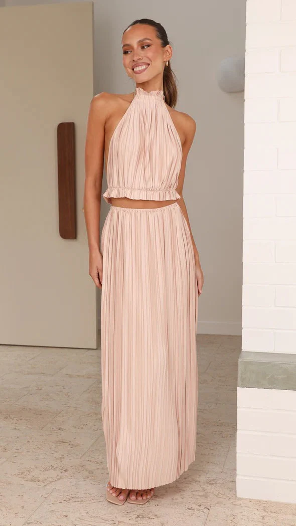 Damen Maxikleid mit Raffiniertem Faltenwurf und Elegantem Halterdesign Heidi-Mode - Image 6