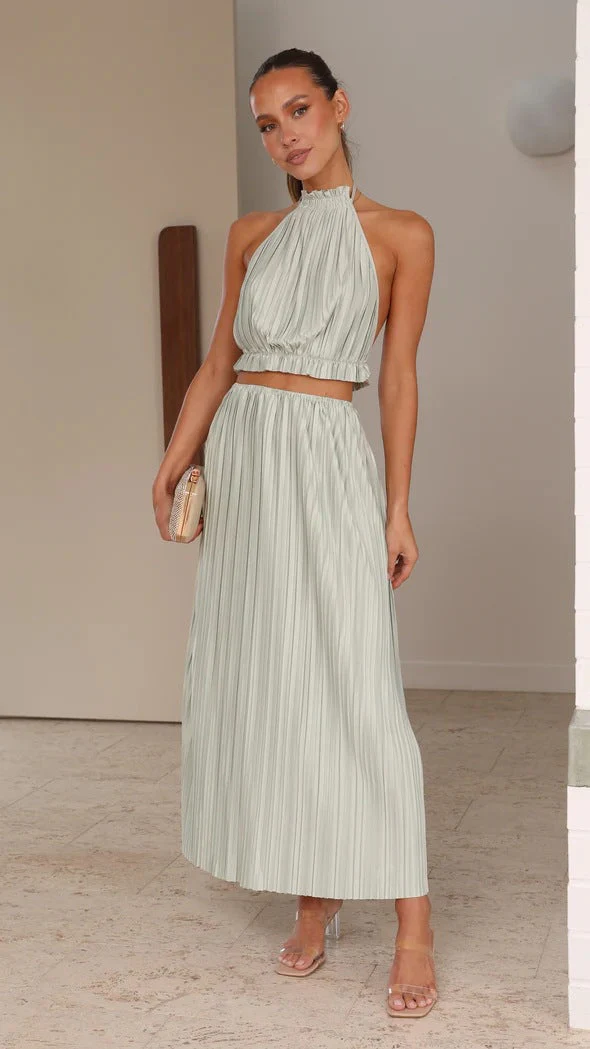Damen Maxikleid mit Raffiniertem Faltenwurf und Elegantem Halterdesign Heidi-Mode - Image 8
