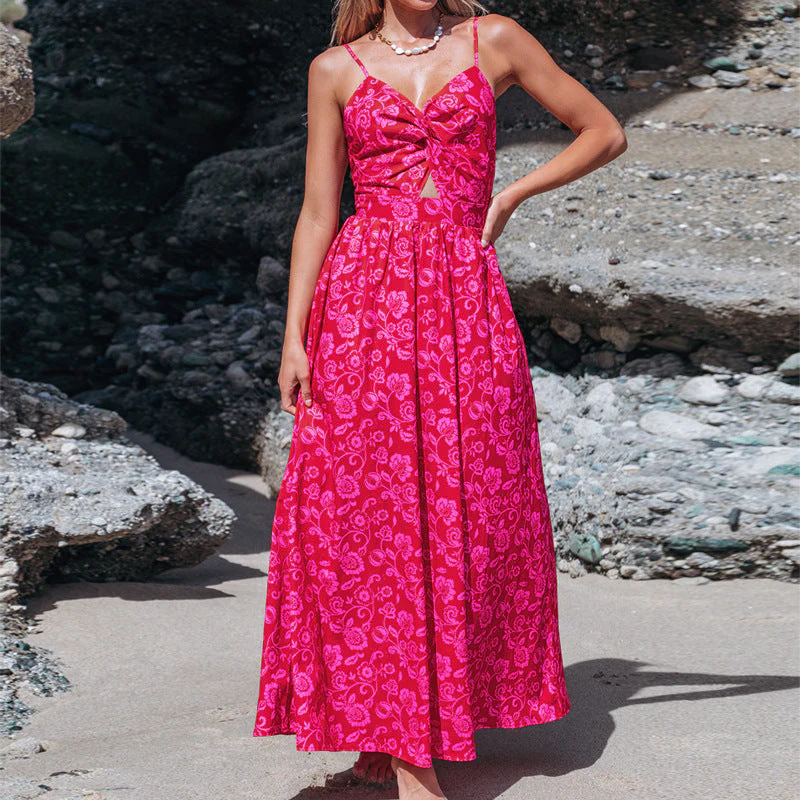 Damen Maxikleid mit Raffiniertem Knotendetail und Floralen Designelementen Heidi-Mode - Image 6