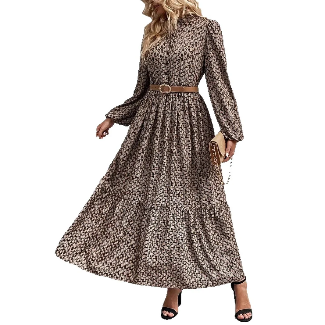 Damen Maxikleid mit raffiniertem Muster und Taillengürtel Heidi-Mode - Image 5
