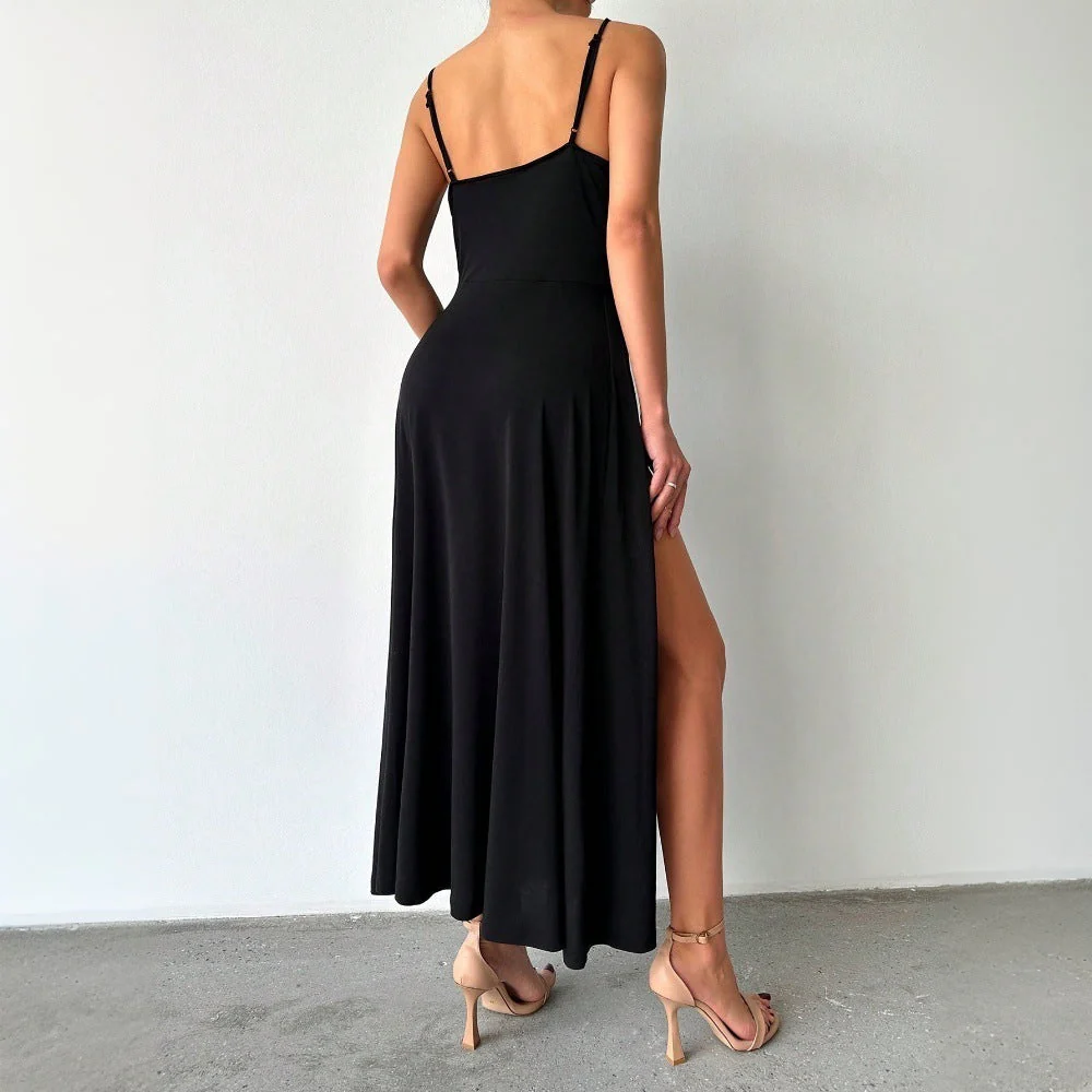 Damen Maxikleid mit Raffiniertem Schlitz und Verstellbaren Spaghettiträgern Heidi-Mode - Image 2