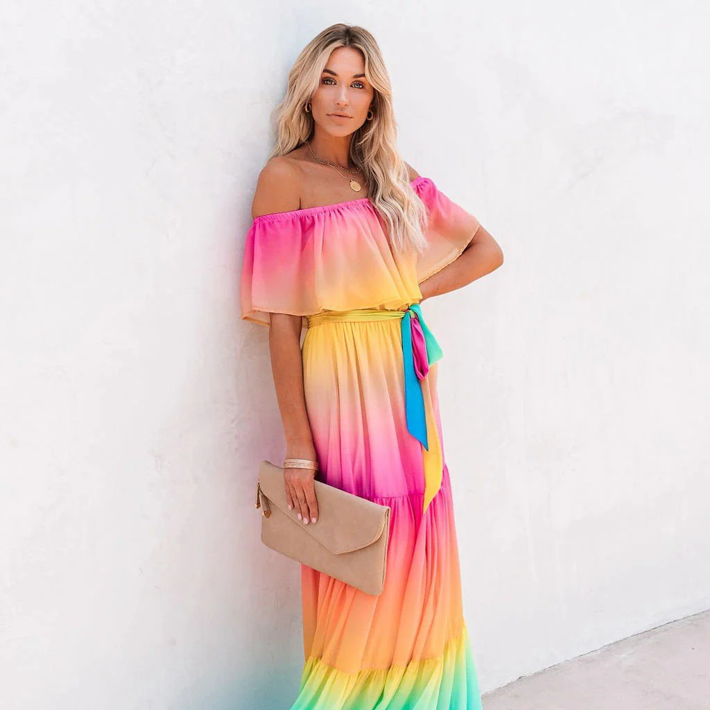 Damen Maxikleid mit Schulterfreiem Design Von Heidi-Mode - Image 3