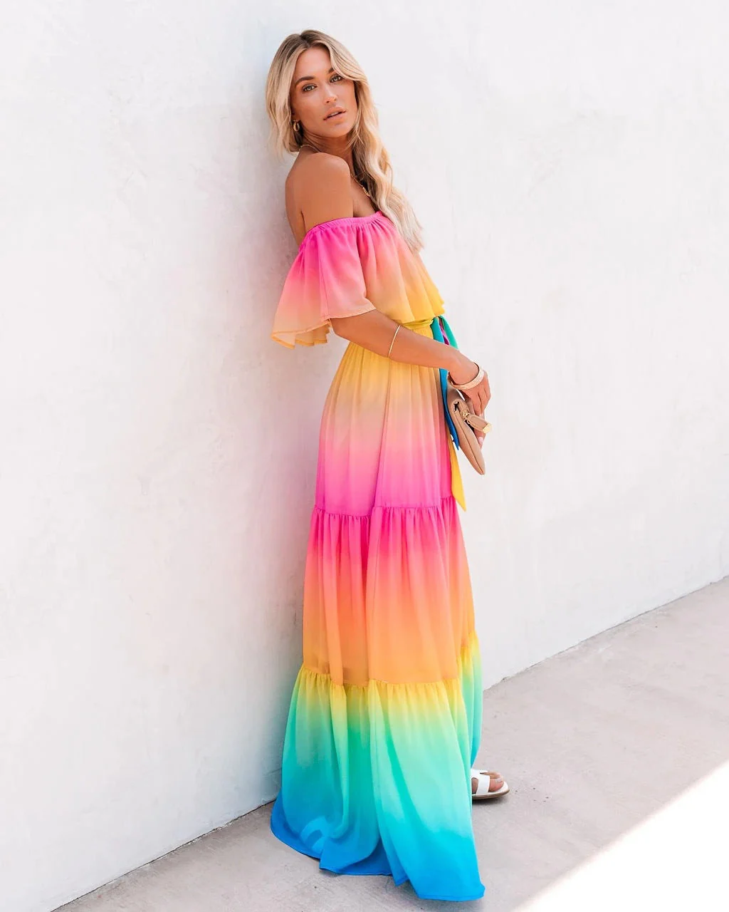 Damen Maxikleid mit Schulterfreiem Design Von Heidi-Mode - Image 6