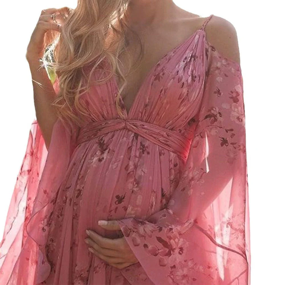 Damen Maxikleid mit Schwingenden Ärmeln und Floralem Muster Heidi-Mode - Image 5