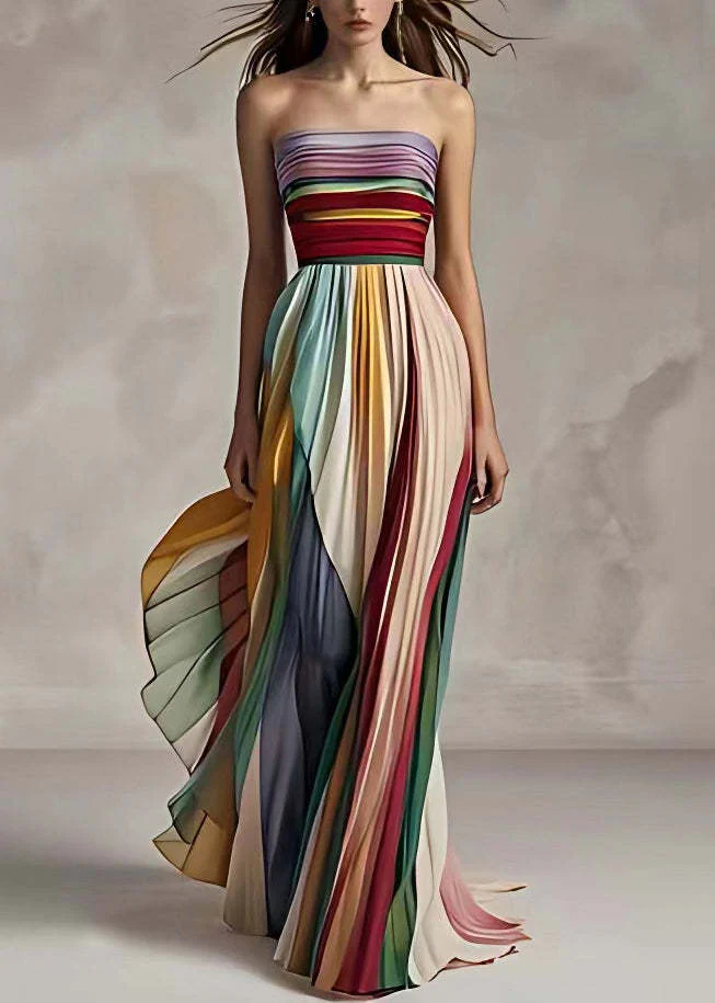 Damen Maxikleid mit Schwingenden Falten und Elegantem Bandeau-Ausschnitt Heidi-Mode - Image 6
