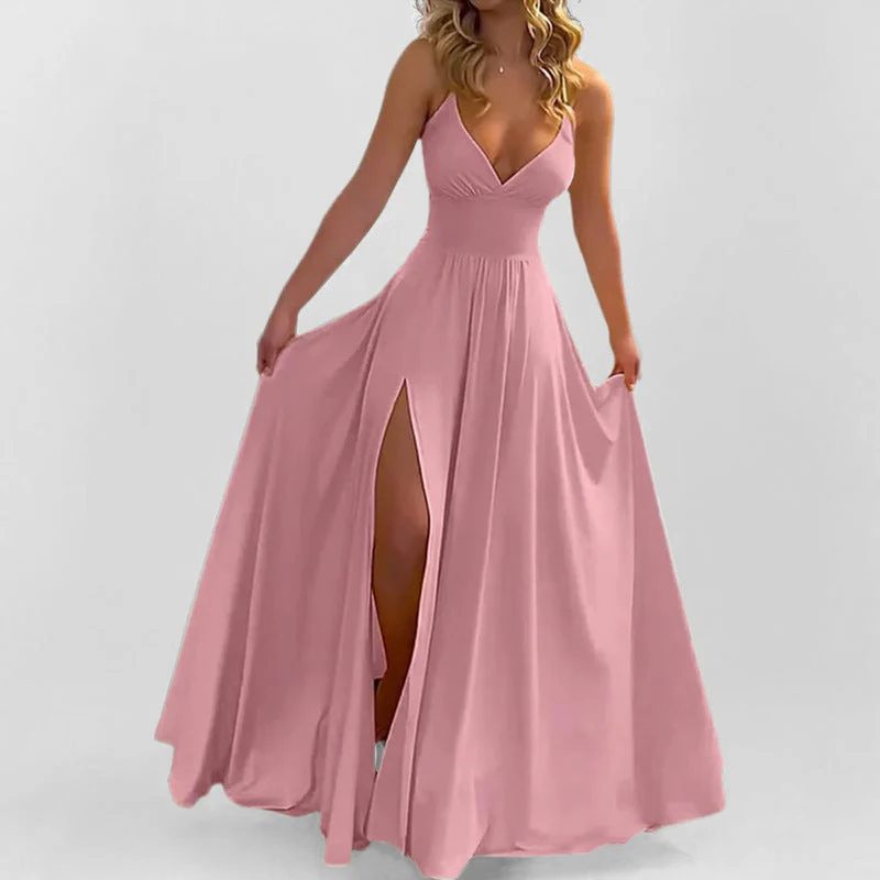 Damen Maxikleid mit Tiefem V-Ausschnitt und Figurbetontem Oberteil Heidi-Mode - Image 3