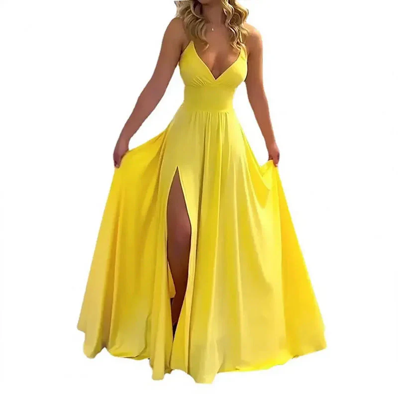 Damen Maxikleid mit Tiefem V-Ausschnitt und Figurbetontem Oberteil Heidi-Mode - Image 5