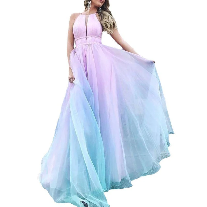Damen Maxikleid mit Tiefem V-Ausschnitt und Schwingendem Tüllrock Heidi-Mode - Image 5