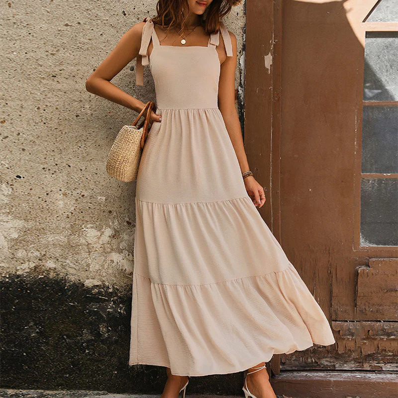 Damen Maxikleid mit Verstellbaren Trägern und Voluminösem Rock Heidi-Mode - Image 6
