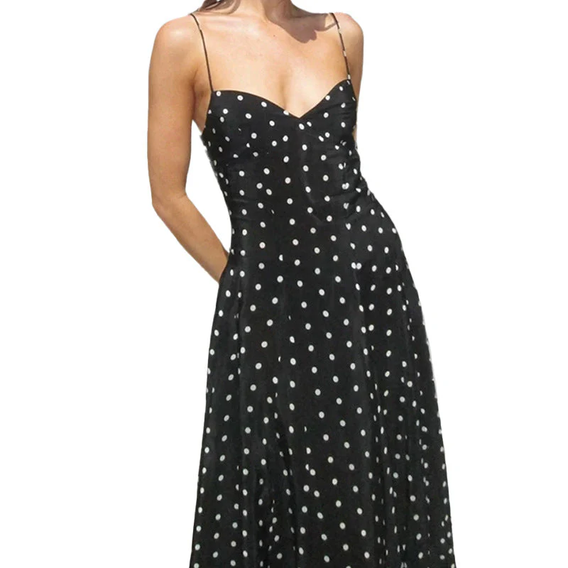 Damen Maxikleid mit Zartem Herz-Ausschnitt und Verspieltem Punktemuster Heidi-Mode - Image 5