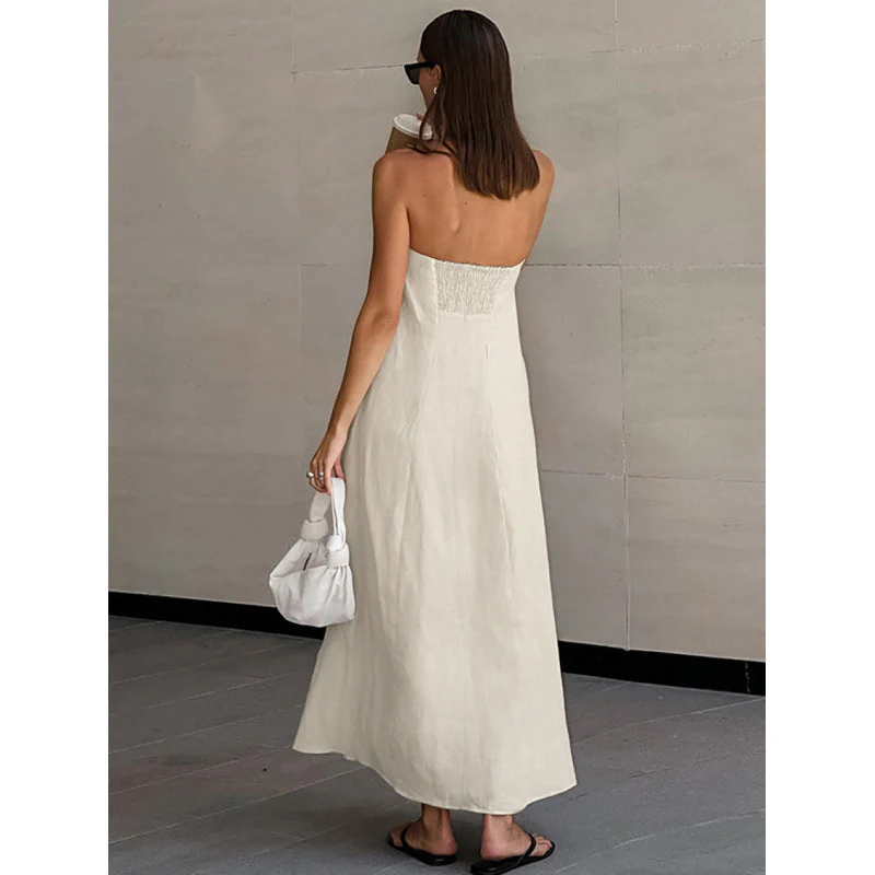 Damen Maxikleid Ohne Ärmel mit Elegantem Taillenband und Fließendem Schnitt Heidi-Mode - Image 3