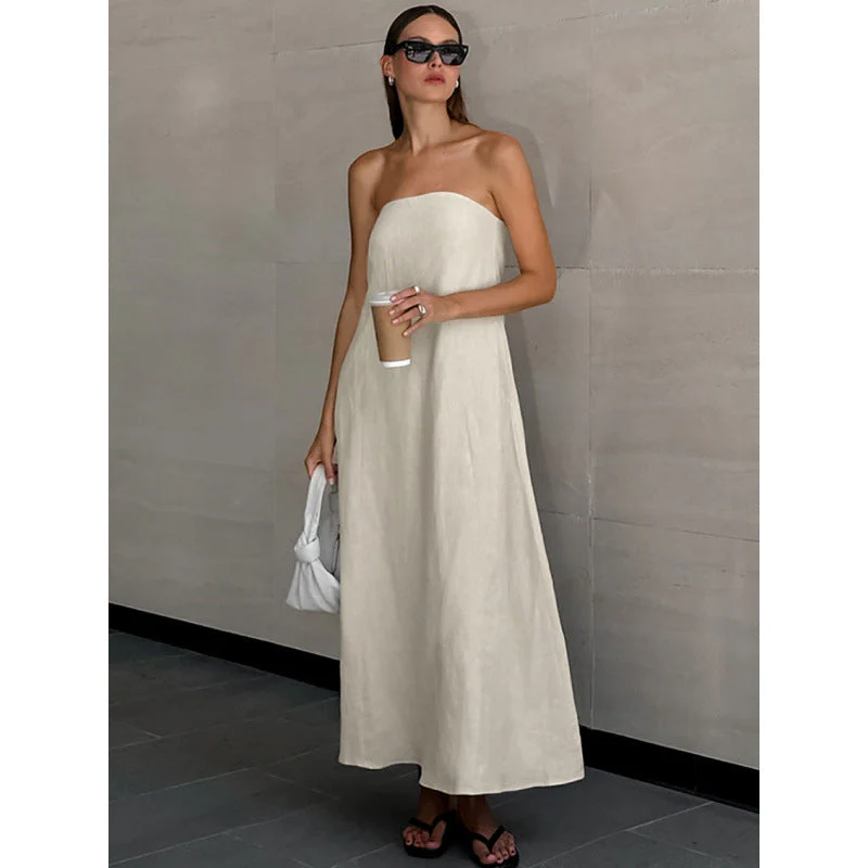 Damen Maxikleid Ohne Ärmel mit Elegantem Taillenband und Fließendem Schnitt Heidi-Mode - Image 4