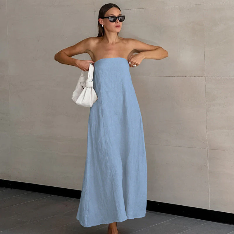 Damen Maxikleid Ohne Ärmel mit Elegantem Taillenband und Fließendem Schnitt Heidi-Mode - Image 9