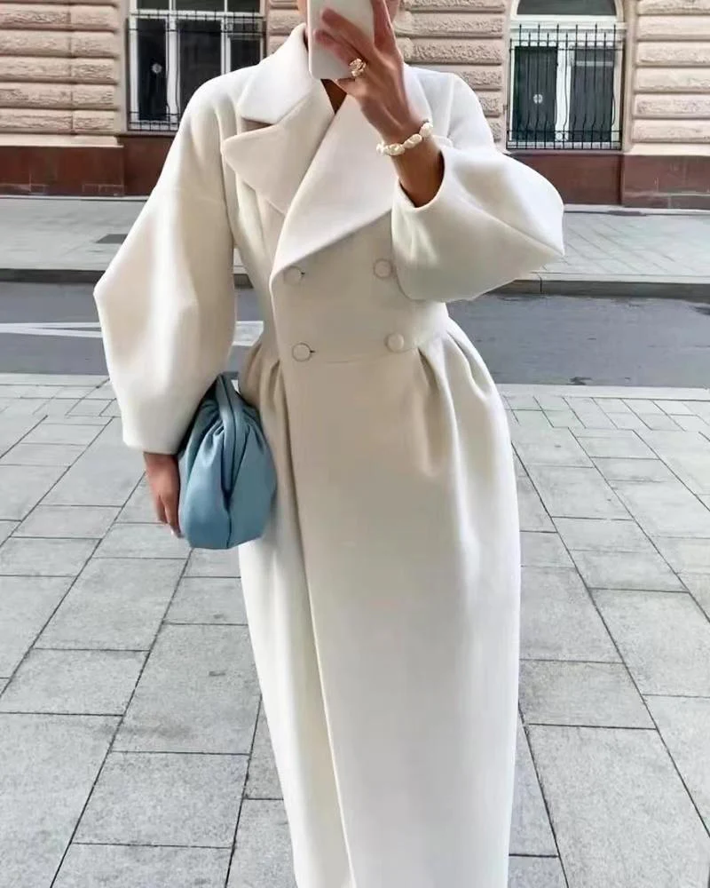 Damen Maximaler Oversized Mantel mit Schulterschultern und Doppelreihe Heidi-Mode - Image 13