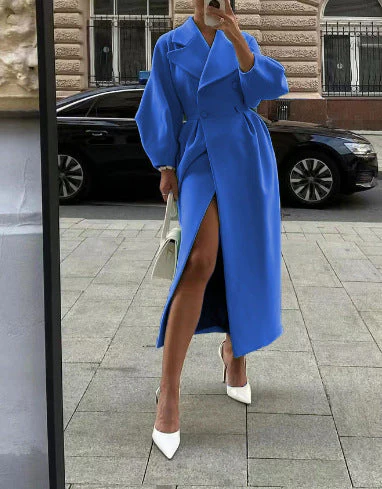 Damen Maximaler Oversized Mantel mit Schulterschultern und Doppelreihe Heidi-Mode - Image 14