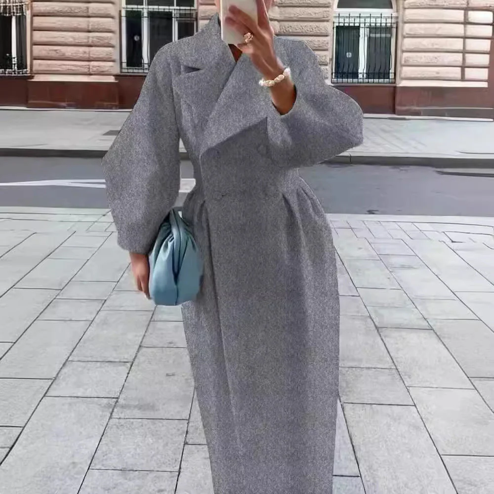 Damen Maximaler Oversized Mantel mit Schulterschultern und Doppelreihe Heidi-Mode - Image 4