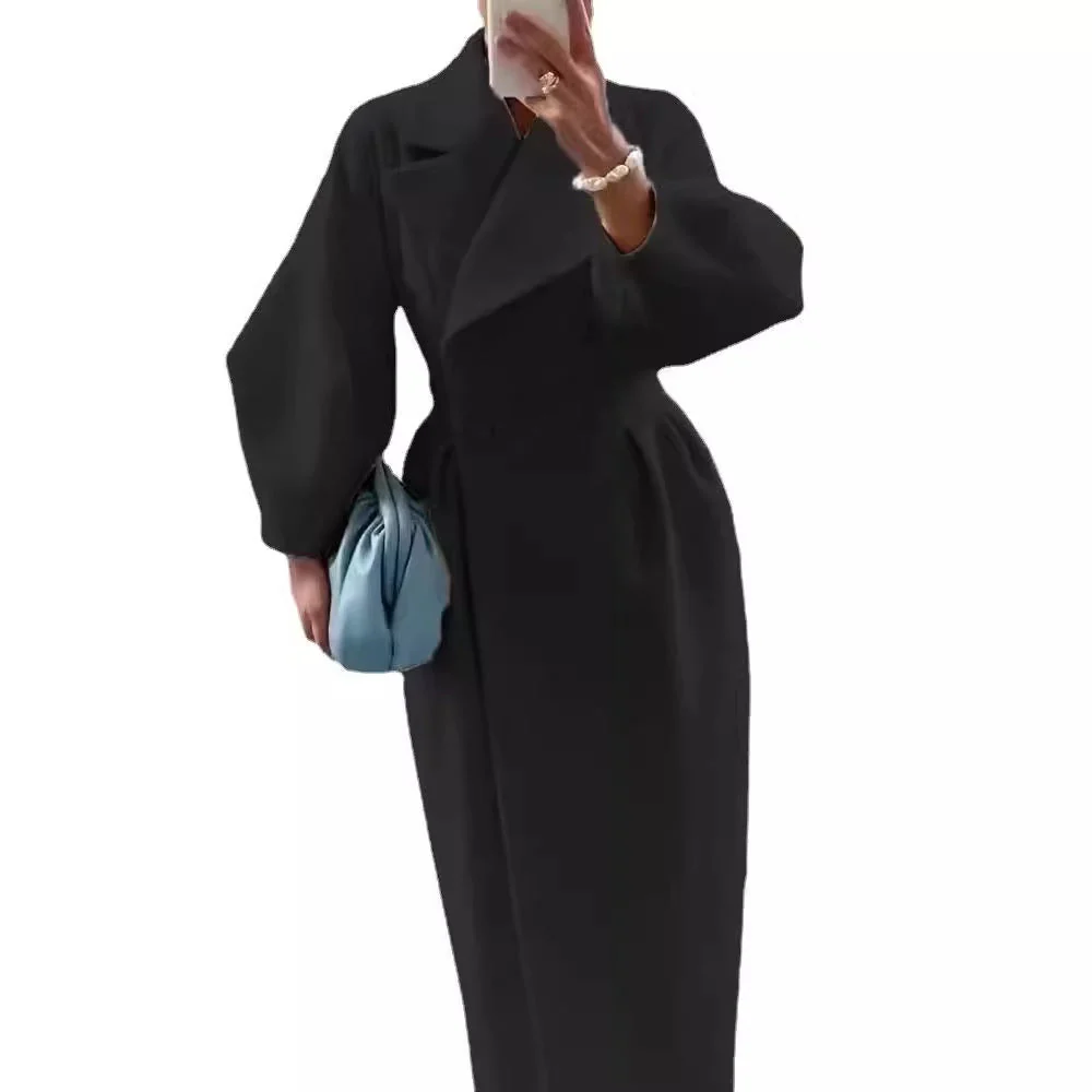 Damen Maximaler Oversized Mantel mit Schulterschultern und Doppelreihe Heidi-Mode - Image 5