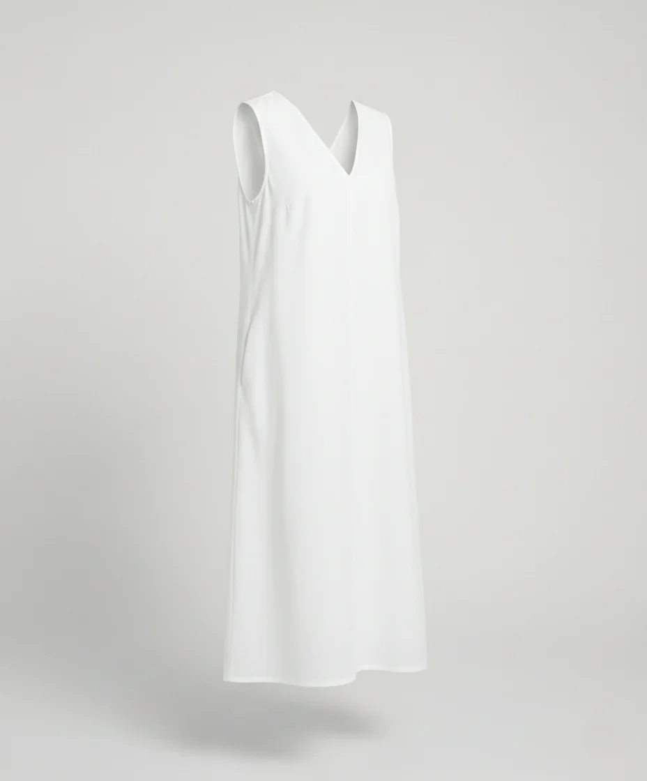 Damen Midi Kleid ärmellos mit V-Ausschnitt – Schwarz A-Linie - Image 4