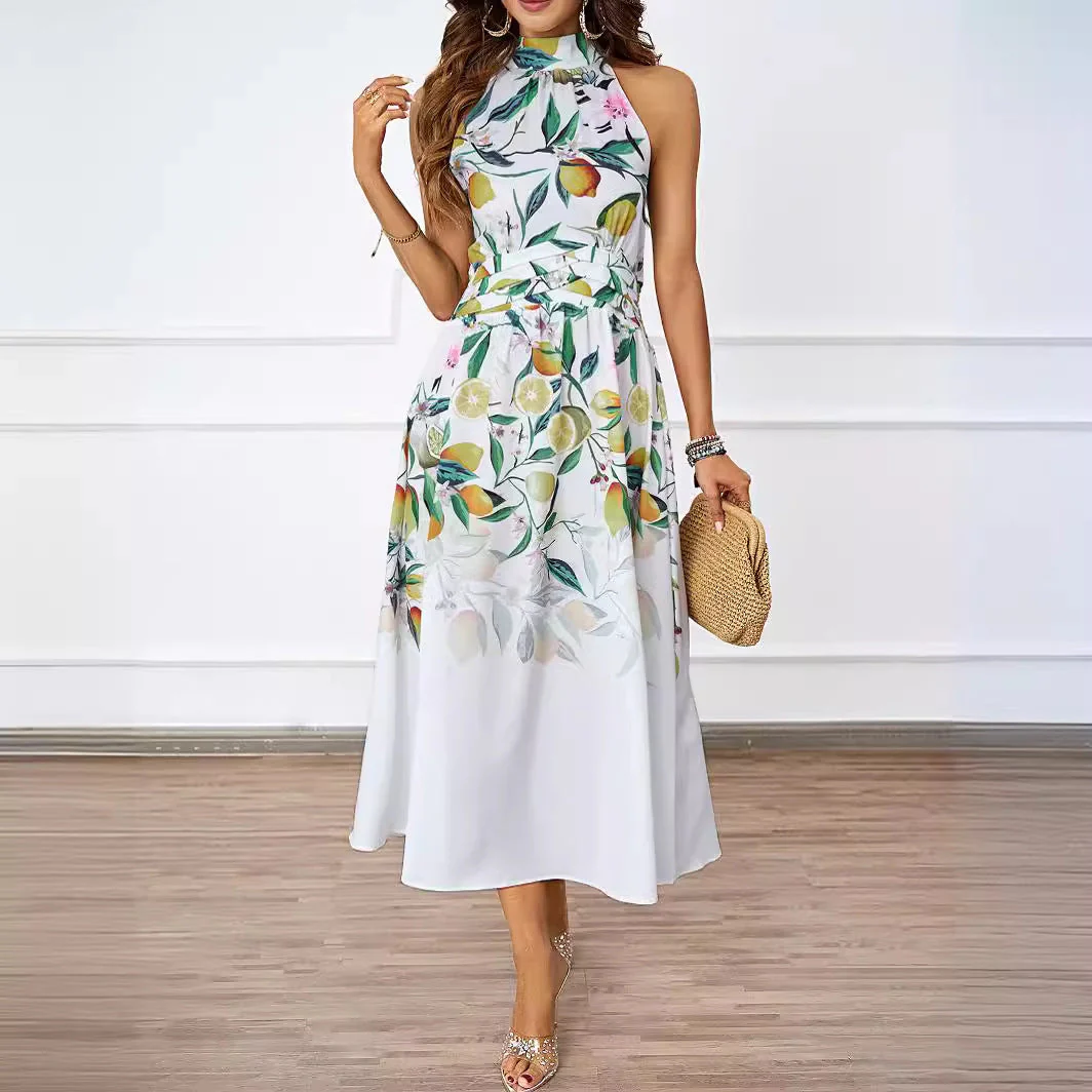 Damen Midi-Kleid mit Blumenmuster und Asymmetrischem Saum Heidi-Mode - Image 4