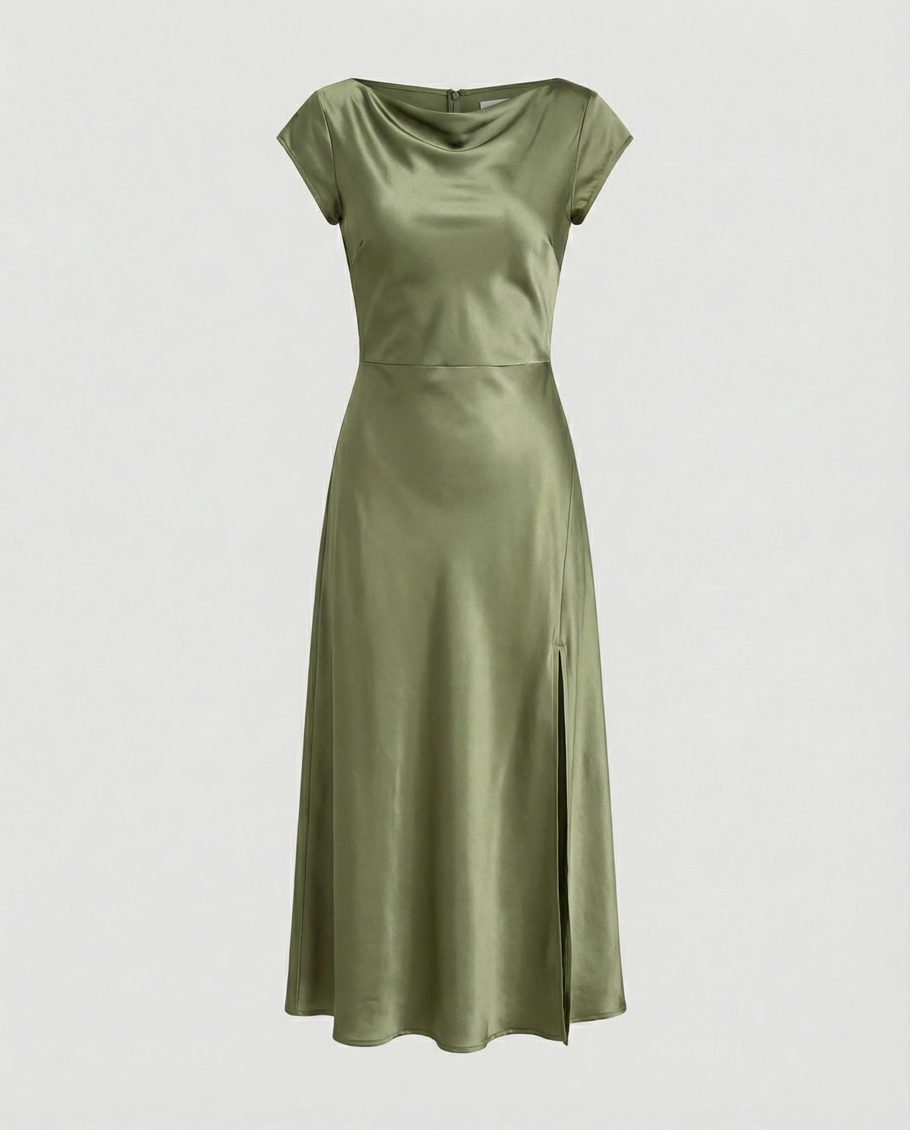 Damen Satin Midikleid mit Schlitz - Image 11