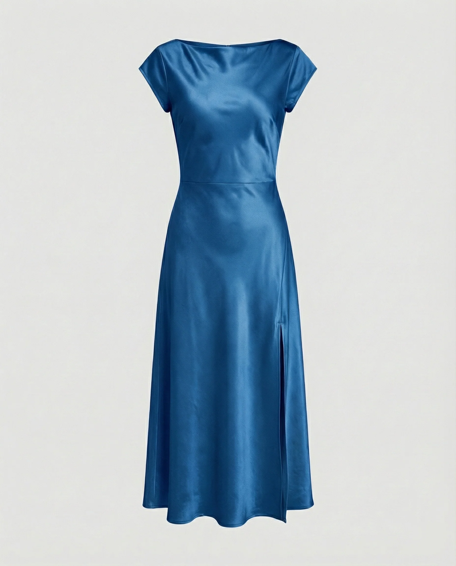 Damen Satin Midikleid mit Schlitz - Image 5