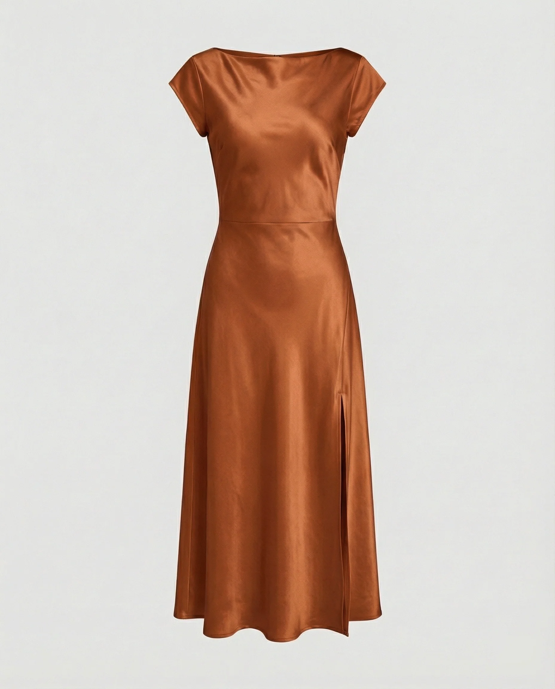 Damen Satin Midikleid mit Schlitz - Image 6