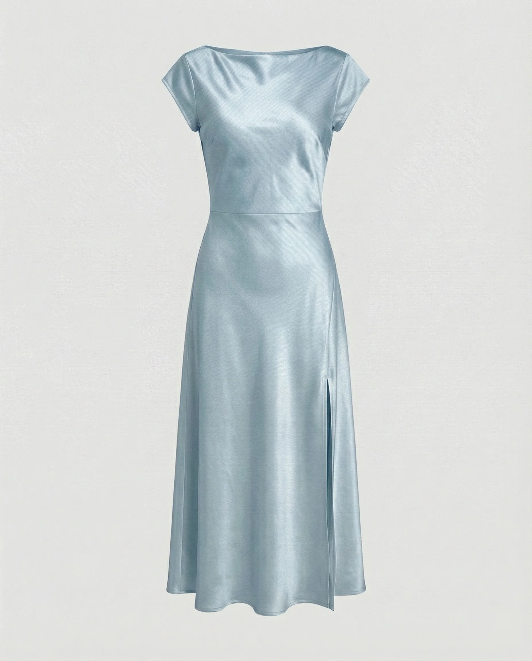 Damen Satin Midikleid mit Schlitz - Image 8