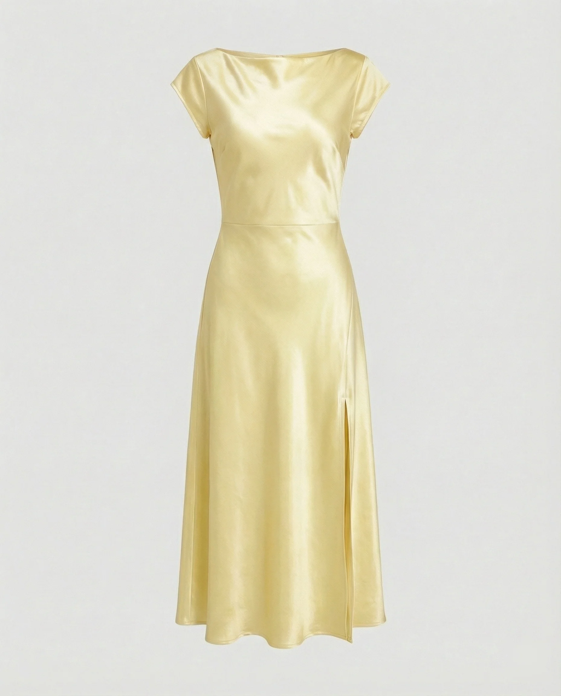 Damen Satin Midikleid mit Schlitz - Image 9