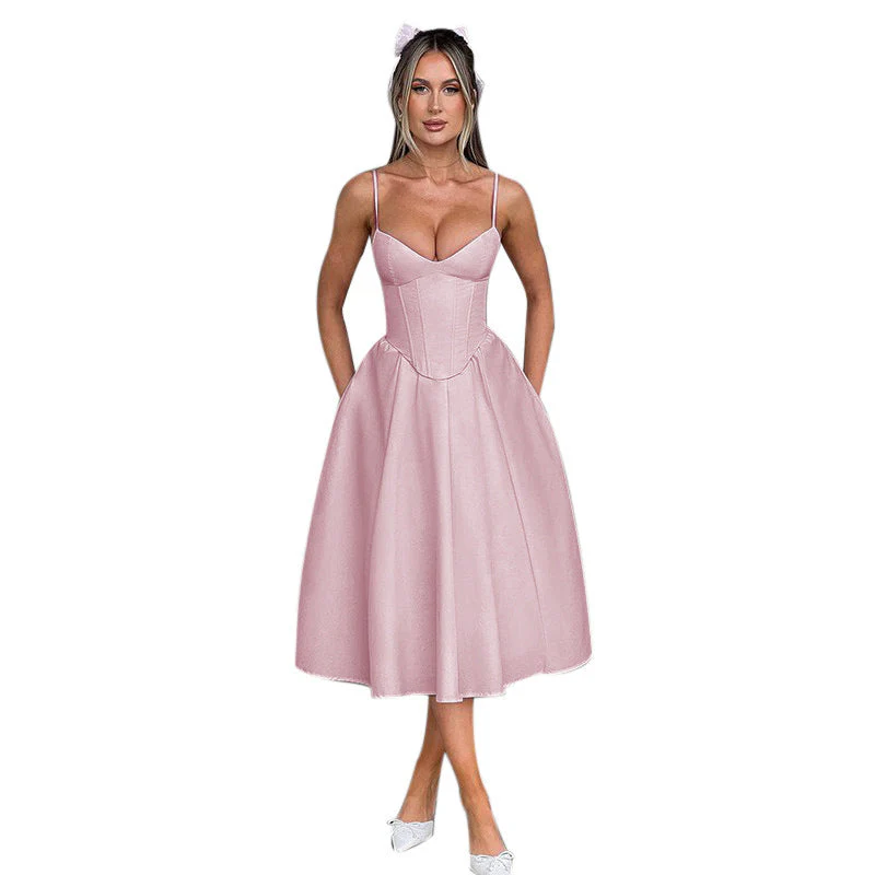 Damen Midi Kleid mit Figurbetonter Corsage und Schwingendem Rock Heidi-Mode - Image 5