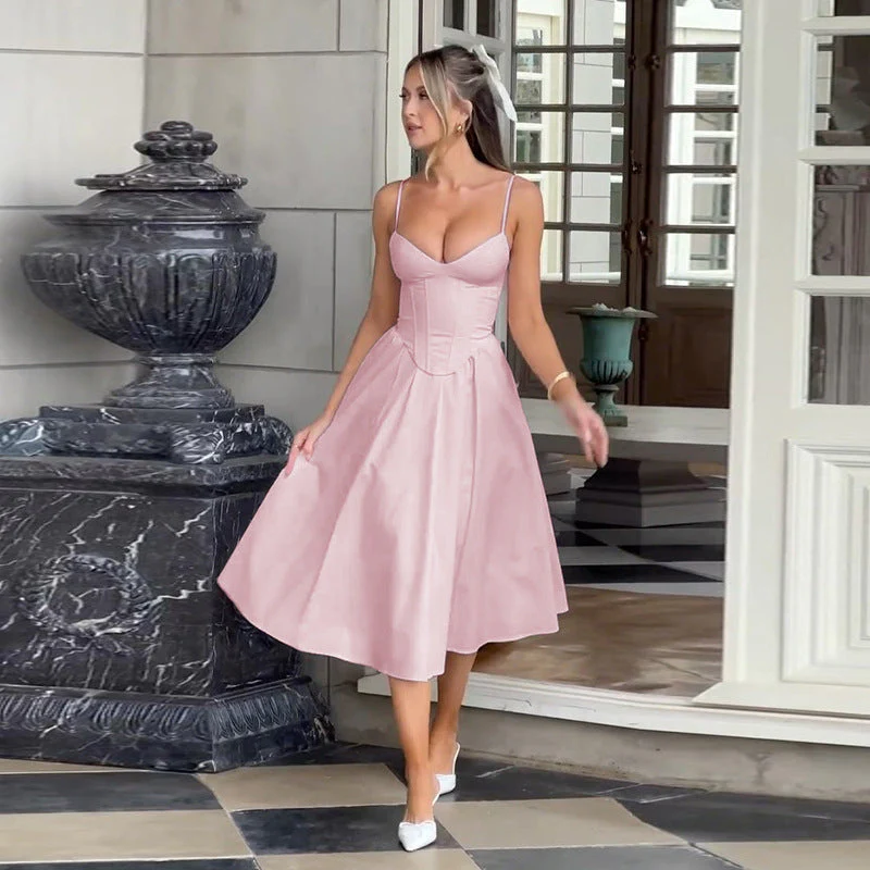 Damen Midi Kleid mit Figurbetonter Corsage und Schwingendem Rock Heidi-Mode - Image 7